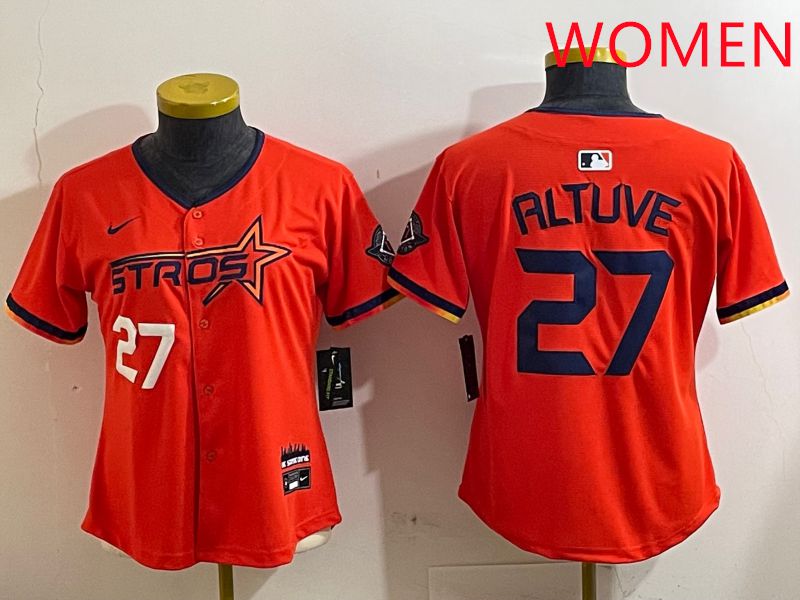 Women Houston Astros #27 Altuve Orange Three generations Joint Name 2025 Nike MLB Jersey style 4121